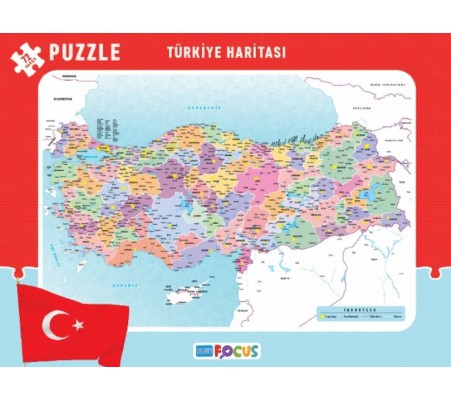 Blue Focus Türkiye Haritası - Frame Puzzle Boy 72 Parça