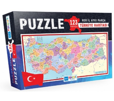 Blue Focus Türkiye Haritası Kutulu - Puzzle 123 Parça