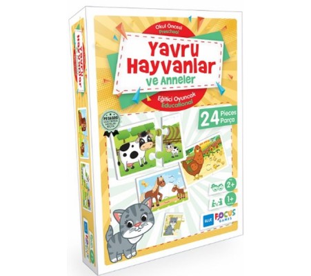 Blue Focus Yavru Hayvanlar ve Anneler - Eğitici Oyunlar 24 Parça