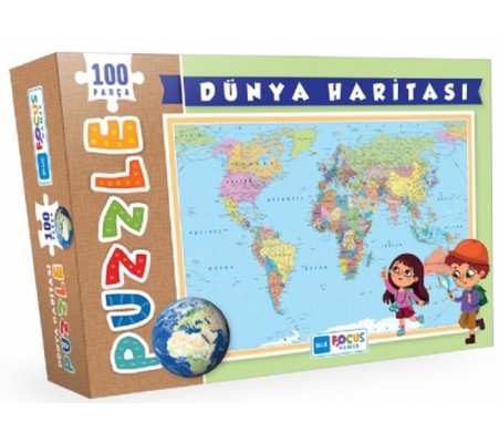 Blue Focus Dünya Haritası - Puzzle 100 Parça