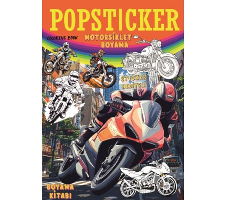 Motorsiklet  Boyama Kitabı Popsticker