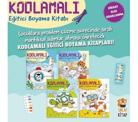 Kodlamalı Eğitici Boyama Kitabı 4-6 Yaş (4 Kitap Takım)