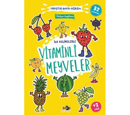 İlk Kelimelerle Vitaminli Meyveler Yapıştır-Boya-Öğren