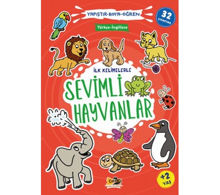 İlk Kelimelerle Sevimli Hayvanlar Yapıştır-Boya-Öğren