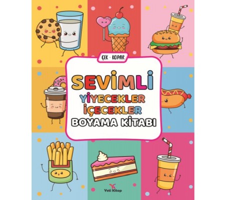 Sevimli Yiyecekler İçecekler Boyama Kitabı