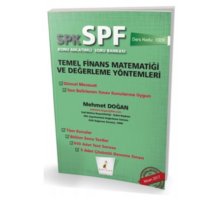 SPK-SPF Temel Finans Matematiği ve Değerleme Yöntemleri Konu Anlatımlı Soru Bankası